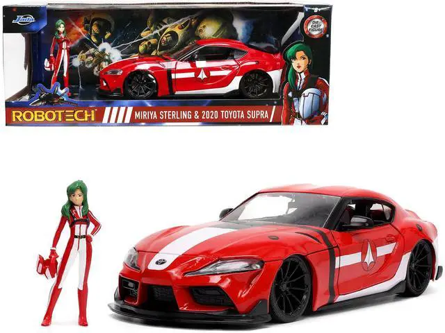 Alt view image 6 of 11 - 2020 Toyota Supra Red with Graphics and Miriya Sterling Diecast Figurine "Robotech" "Hollywood Rides" Series 1/24 Diecast Model Car by Jada
