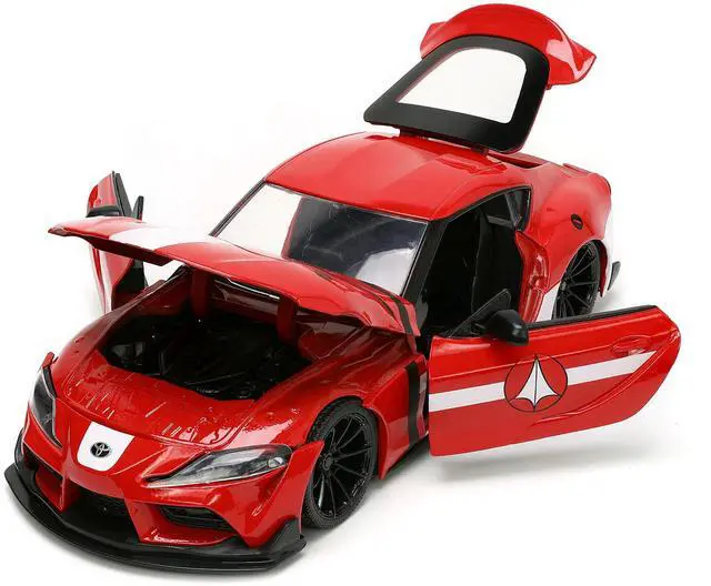 Alt view image 7 of 11 - 2020 Toyota Supra Red with Graphics and Miriya Sterling Diecast Figurine "Robotech" "Hollywood Rides" Series 1/24 Diecast Model Car by Jada