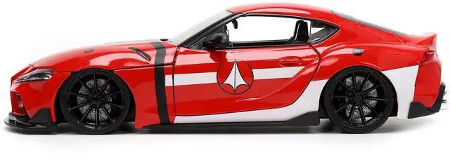 Alt view image 8 of 11 - 2020 Toyota Supra Red with Graphics and Miriya Sterling Diecast Figurine "Robotech" "Hollywood Rides" Series 1/24 Diecast Model Car by Jada