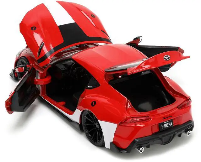 Alt view image 9 of 11 - 2020 Toyota Supra Red with Graphics and Miriya Sterling Diecast Figurine "Robotech" "Hollywood Rides" Series 1/24 Diecast Model Car by Jada