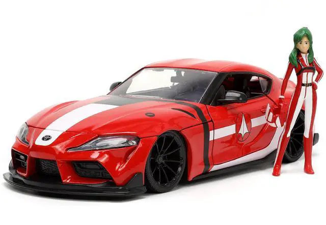 Alt view image 11 of 11 - 2020 Toyota Supra Red with Graphics and Miriya Sterling Diecast Figurine "Robotech" "Hollywood Rides" Series 1/24 Diecast Model Car by Jada