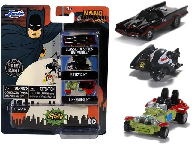 Alt view image 2 of 4 - "Batman" (1966-1968) Classic TV Series 3 piece Set "Nano Hollywood Rides" Diecast Models by Jada