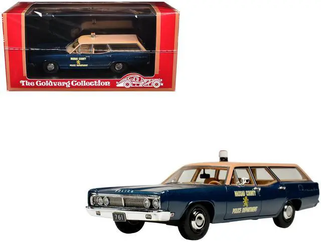 Main image of 1970 Ford Country Squire Wagon Police Car "Nassau County Police Department" Blue and Tan 1/43 Model Car by Goldvarg Collection