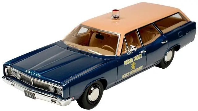 Alt view image 2 of 6 - 1970 Ford Country Squire Wagon Police Car "Nassau County Police Department" Blue and Tan 1/43 Model Car by Goldvarg Collection