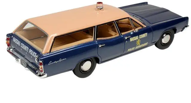 Alt view image 5 of 6 - 1970 Ford Country Squire Wagon Police Car "Nassau County Police Department" Blue and Tan 1/43 Model Car by Goldvarg Collection