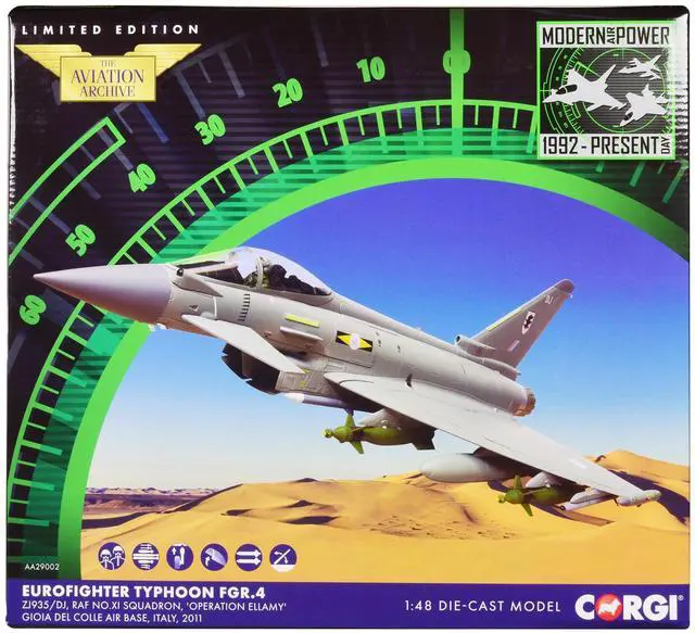 Main image of Eurofighter Typhoon FGR.4 Fighter Aircraft "Italy" (2011) Royal Air Force "The Aviation Archive" 1/48 Diecast Model by Corgi