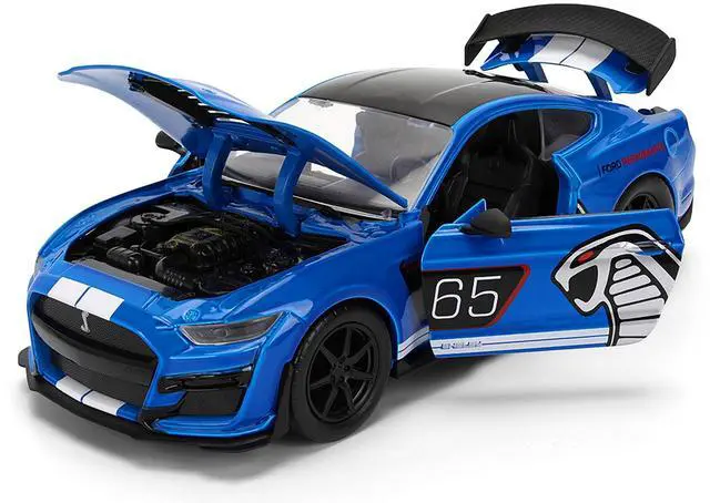 Alt view image 2 of 6 - 2020 Ford Mustang Shelby GT500 #65 "Ford Performance" Blue with Black Top and White Stripes 1/24 Die Cast Model Car by Jada