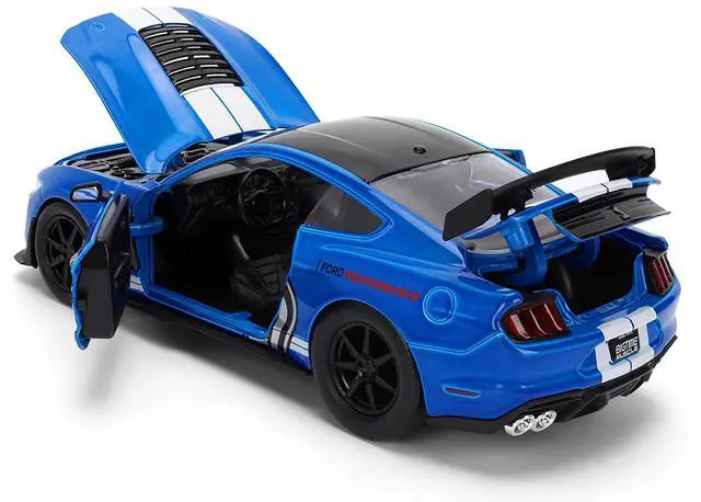 Alt view image 4 of 6 - 2020 Ford Mustang Shelby GT500 #65 "Ford Performance" Blue with Black Top and White Stripes 1/24 Die Cast Model Car by Jada