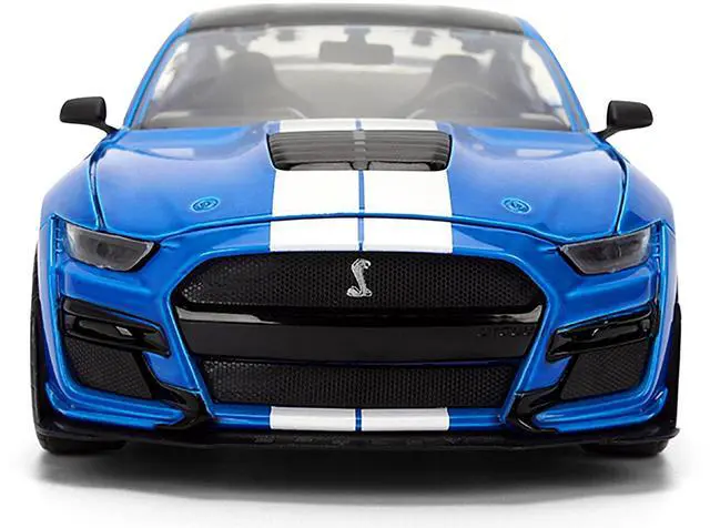 Alt view image 6 of 6 - 2020 Ford Mustang Shelby GT500 #65 "Ford Performance" Blue with Black Top and White Stripes 1/24 Die Cast Model Car by Jada