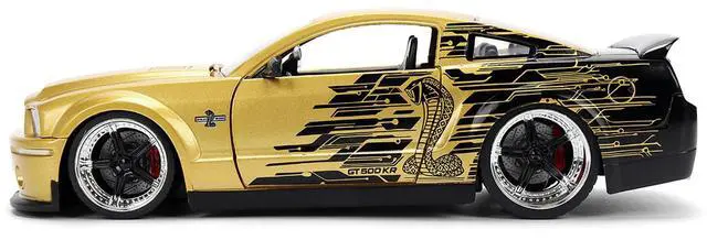Alt view image 3 of 6 - 2008 Ford Shelby Mustang GT-500KR Gold Metallic and Black with Graphics "Bigtime Muscle" Series 1/24 Die Cast Model Car by Jada