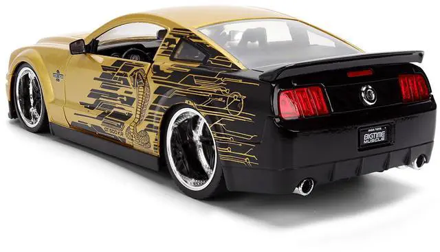 Alt view image 5 of 6 - 2008 Ford Shelby Mustang GT-500KR Gold Metallic and Black with Graphics "Bigtime Muscle" Series 1/24 Die Cast Model Car by Jada