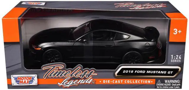 Alt view image 3 of 3 - 2018 Ford Mustang GT 5.0 Matt Black with Black Wheels 1/24 Diecast Model Car by Motormax