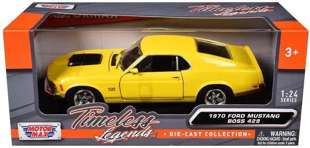 Alt view image 3 of 6 - 1970 Ford Mustang Boss 429 Yellow 1/24 Die cast Model Car by Motormax