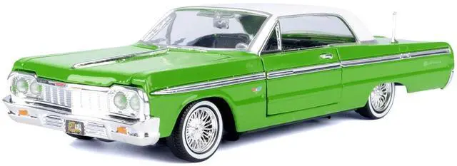 Alt view image 2 of 3 - 1964 Chevrolet Impala Lowrider Hard Top Green with White Top "Get Low" Series 1/24 Diecast Model Car by Motormax