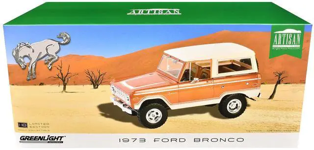 Alt view image 3 of 3 - 1973 Ford Bronco Hot Ginger Metallic with Cream Top "Artisan Collection" 1/18 Diecast Model Car by Greenlight