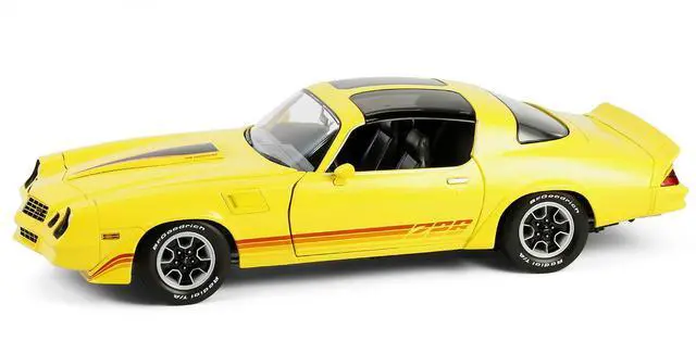 Alt view image 2 of 3 - 1980 Chevrolet Camaro Z28 with T-Tops Bright Yellow with Stripes 1/18 Diecast Model Car by Greenlight