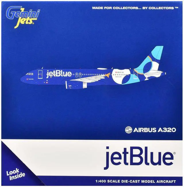 Alt view image 6 of 6 - Airbus A320 Commercial Aircraft "JetBlue Airways" (N547JB) Blue with Graphics 1/400 Diecast Model Airplane by GeminiJets
