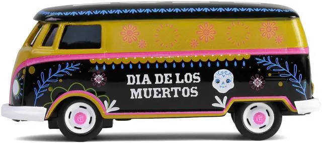 Alt view image 2 of 2 - Volkswagen Type 2 Panel Van "Day of the Dead Dia de los Muertos 2025" Black & Yellow w/Graphics 1/64 Diecast Model by Greenlight