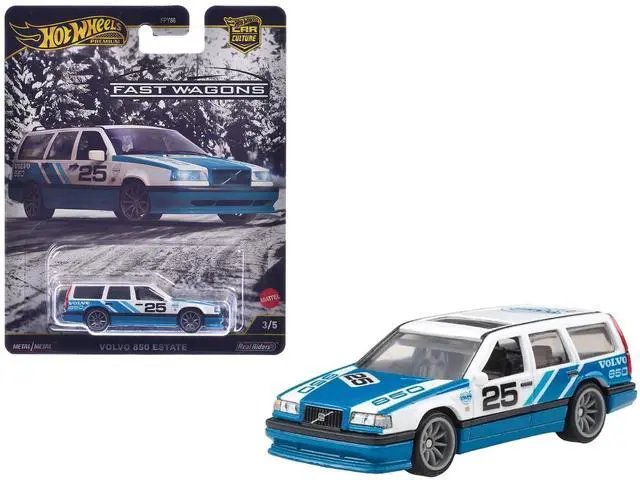 Main image of Volvo 850 Estate Wagon #25 Blue and White "Fast Wagons" Series Diecast Model Car by Hot Wheels