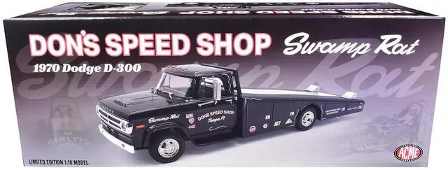 Alt view image 6 of 6 - 1970 Dodge D-300 Ramp Truck Black "Don's Speed Shop" Limited Edition to 300 pieces Worldwide 1/18 Die Cast Model Car by ACME