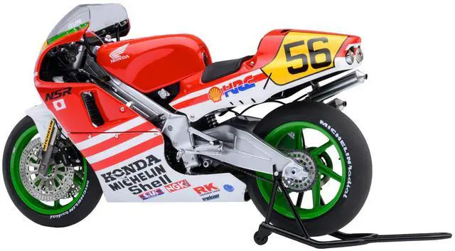 Alt view image 2 of 6 - Honda NSR500 WGP500 Motorcycle #56 Red and White with Helmet "Baribari Legend" (1986) OVA 1/12 Model by Autoart
