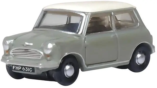 Alt view image 5 of 6 - Mini Classic Tweed Gray with Cream Top 1/148 (N) Scale Diecast Model Car by Oxford Diecast