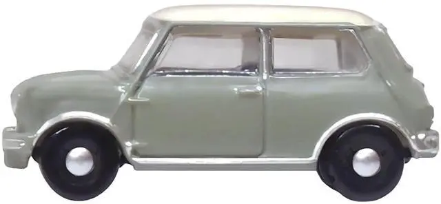 Alt view image 2 of 6 - Mini Classic Tweed Gray with Cream Top 1/148 (N) Scale Diecast Model Car by Oxford Diecast