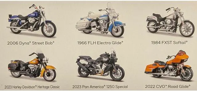 Alt view image 2 of 6 - Motorcycle Models of Harley-Davidson Motorcycles 6 piece Set Series 44 1/18 Diecast Motorcycle Models by Maisto