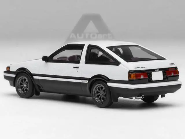 Alt view image 3 of 6 - Toyota Sprinter Trueno (AE86) RHD "Project D Final Version" White with Graphics "Initial D" 1/64 Diecast Model Car by Autoart