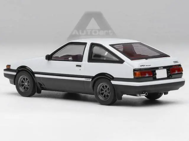 Alt view image 3 of 6 - Toyota Sprinter Trueno (AE86) RHD White with Graphics "Initial D" (1998-2021) TV Series 1/64 Diecast Model Car by Autoart