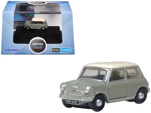 Main image of Mini Classic Tweed Gray with Cream Top 1/148 (N) Scale Diecast Model Car by Oxford Diecast