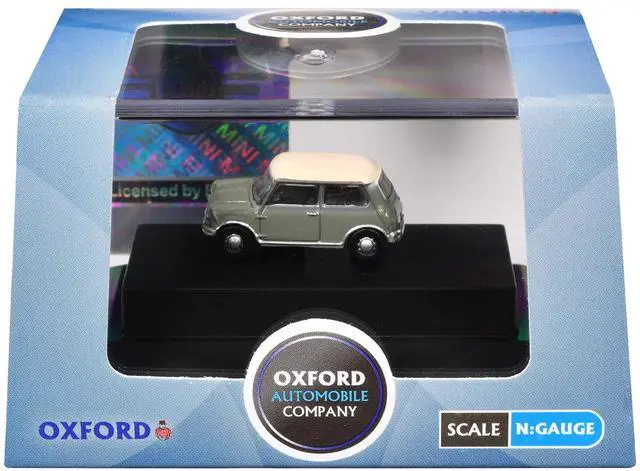 Alt view image 6 of 6 - Mini Classic Tweed Gray with Cream Top 1/148 (N) Scale Diecast Model Car by Oxford Diecast