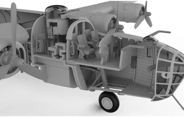 Alt view image 5 of 6 - Level 3 Model Kit Consolidated B-24D Liberator Bomber Aircraft with 2 Scheme Options 1/72 Plastic Model Kit by Airfix