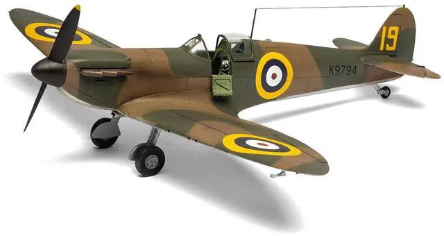 Alt view image 3 of 6 - Level 2 Model Kit Supermarine Spitfire Mk.I Fighter Aircraft with 3 Scheme Options 1/48 Plastic Model Kit by Airfix