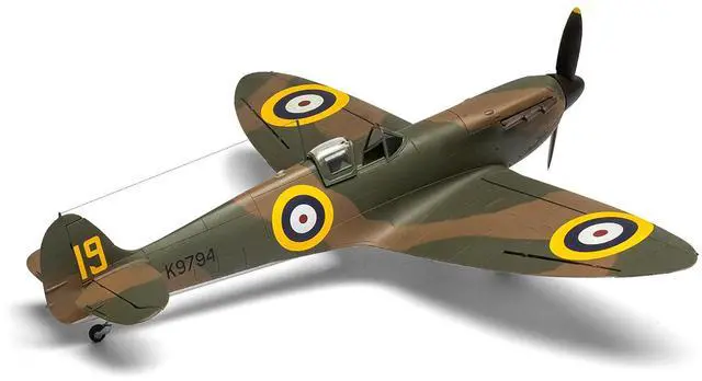 Alt view image 4 of 6 - Level 2 Model Kit Supermarine Spitfire Mk.I Fighter Aircraft with 3 Scheme Options 1/48 Plastic Model Kit by Airfix