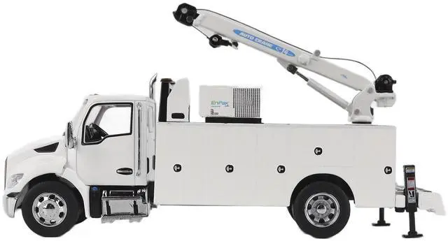 Alt view image 3 of 6 - Kenworth T380 Auto-Crane Titan 85-Body HC14-Crane Work Truck with Miller EnPak White 1/50 Diecast Model by Diecast Masters