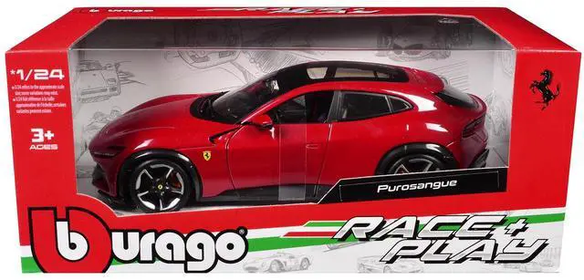 Alt view image 6 of 6 - Ferrari Purosangue Red with Sunroof "Race + Play" Series 1/24 Diecast Model Car by Bburago