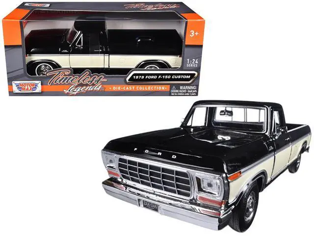 Main image of 1979 Ford F-150 Pickup Truck 2 Tone Black/Cream 1/24 Diecast Model Car by Motormax