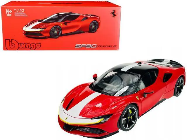 Alt view image 5 of 5 - Ferrari SF90 Stradale Assetto Fiorano Red with White Stripes "Signature Series" 1/18 Diecast Model Car by Bburago