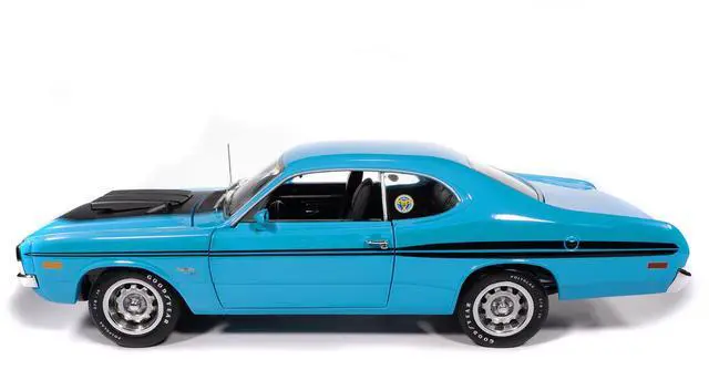 Alt view image 6 of 6 - 1972 Dodge Demon GSS "Mecum Auctions" Petty Blue with Black "American Muscle" Series 1/18 Diecast Model Car by Auto World