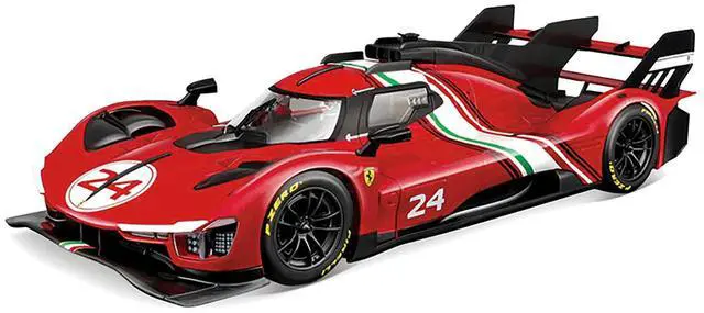 Alt view image 2 of 3 - Ferrari 499P Modificata #24 Red with Italian Flag Stripes "Racing" Series 1/18 Diecast Model Car by Bburago