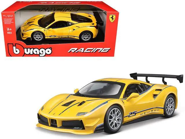 Main image of Ferrari 488 Challenge #25 Yellow with Blue Stripes "Ferrari Racing" 1/24 Diecast Model Car by Bburago