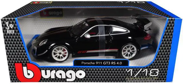 Alt view image 6 of 6 - Porsche 911 GT3 RS 4.0 Black 1/18 Diecast Model Car by Bburago