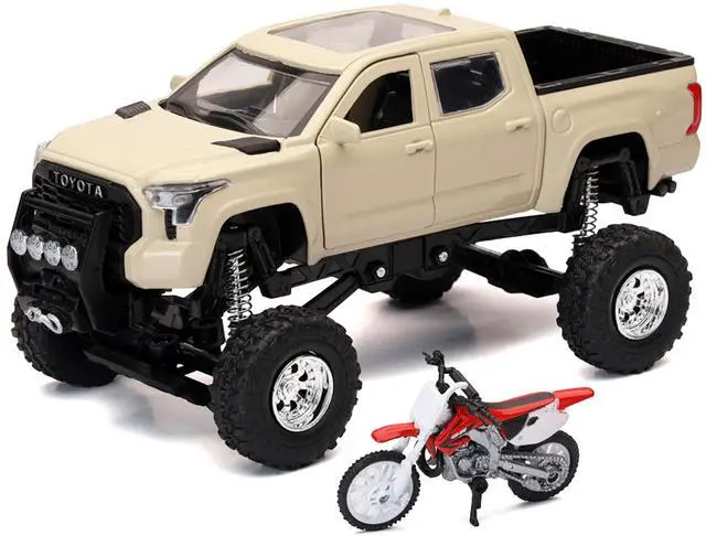 Alt view image 2 of 3 - Toyota Tundra Pro Truck Tan and Honda CR250R Motorcycle Red and White "Xtreme Off-Road" Series 1/32 Diecast Model by New Ray