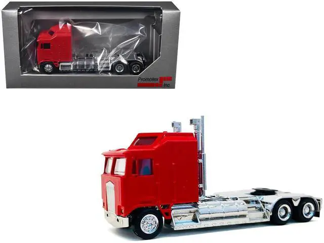 Alt view image 6 of 6 - Kenworth K100 with 5-Bar Grill and XXL Chassis Red 1/87 HO Plastic Model by Promotex