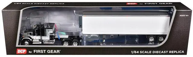Alt view image 3 of 3 - GMC General with 60" Flat Top Sleeper and 40' Vintage Trailer Black with Gray and White 1/64 Diecast Model made by DCP/First Gear