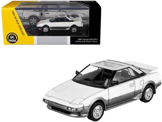 Main image of 1985 Toyota MR2 MK1 White and Silver Metallic with Sun Roof 1/64 Diecast Model Car by Paragon Models