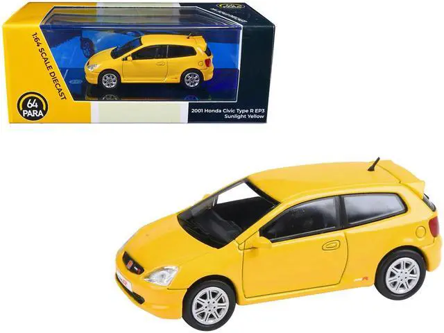 Alt view image 5 of 8 - 2001 Honda Civic Type R EP3 Sunlight Yellow 1/64 Diecast Model Car by Paragon Models