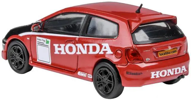Alt view image 2 of 4 - 2001 Honda Civic Type R EP3 Red with Graphics "BTCC Honda Racing" 1/64 Diecast Model Car by Paragon Models