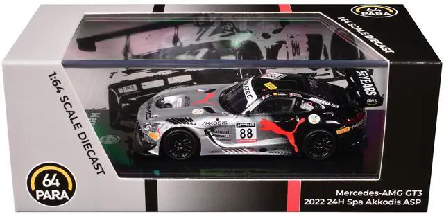Alt view image 6 of 6 - Mercedes-AMG GT3 #88 "Team AKKodis ASP" Winner "24 Hours of Spa" (2022) 1/64 Diecast Model Car by Paragon